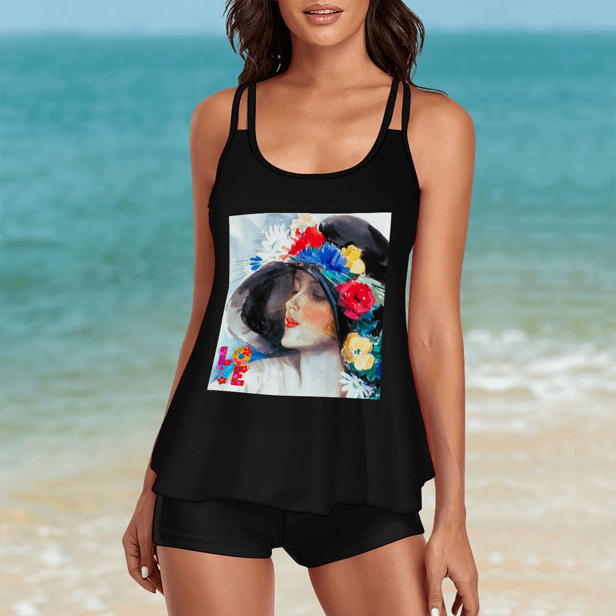 Women's Fashionable Lady Floral Elegance 2-piece Swimsuit with Straps (Made in USA)