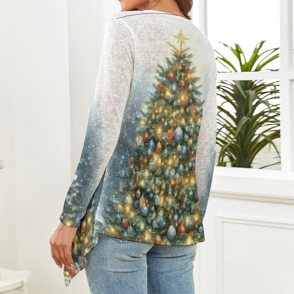 Women's Christmas Tree Decorated Knitted Cardigan