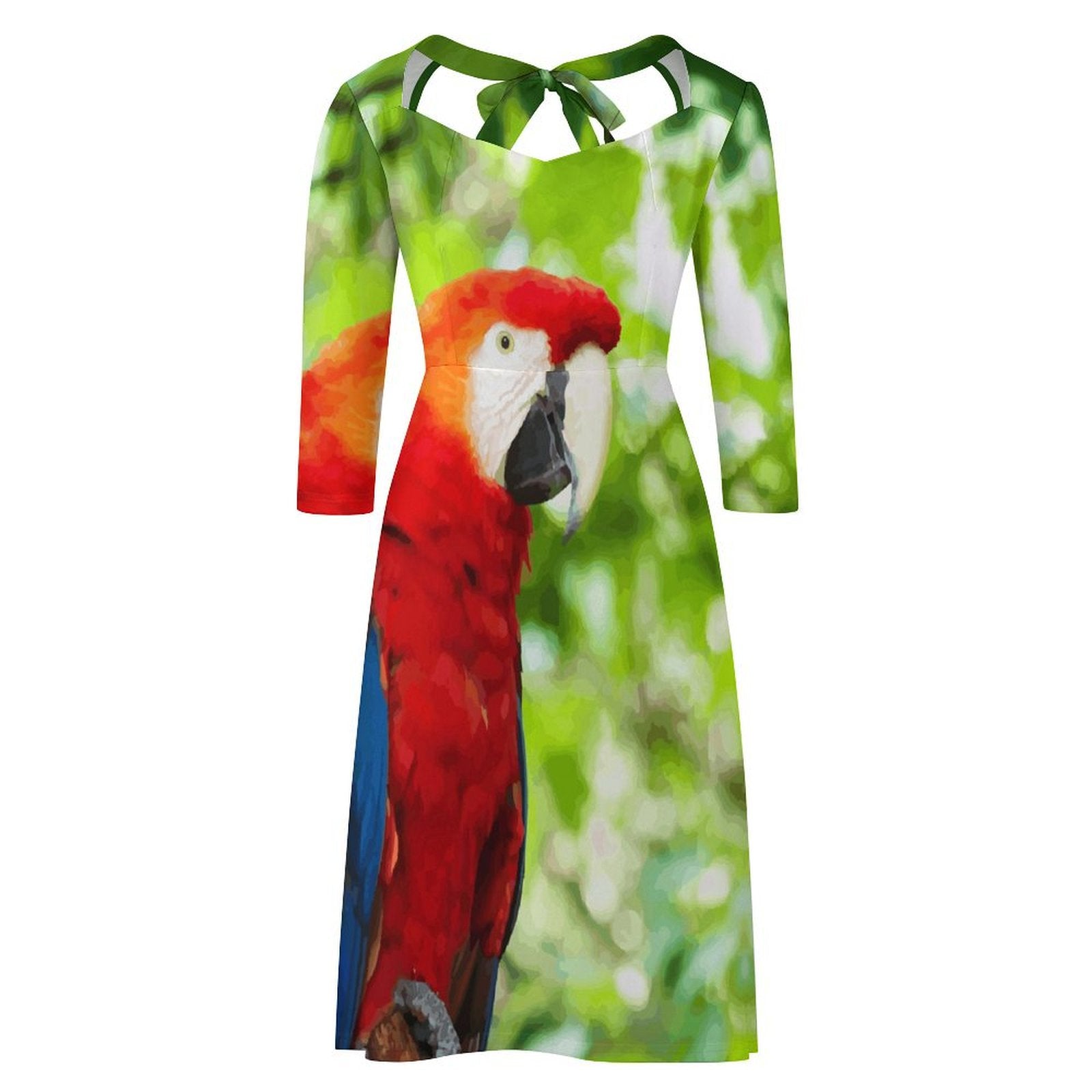 Women's Scarlet Macaw Sweetheart Flared Dress