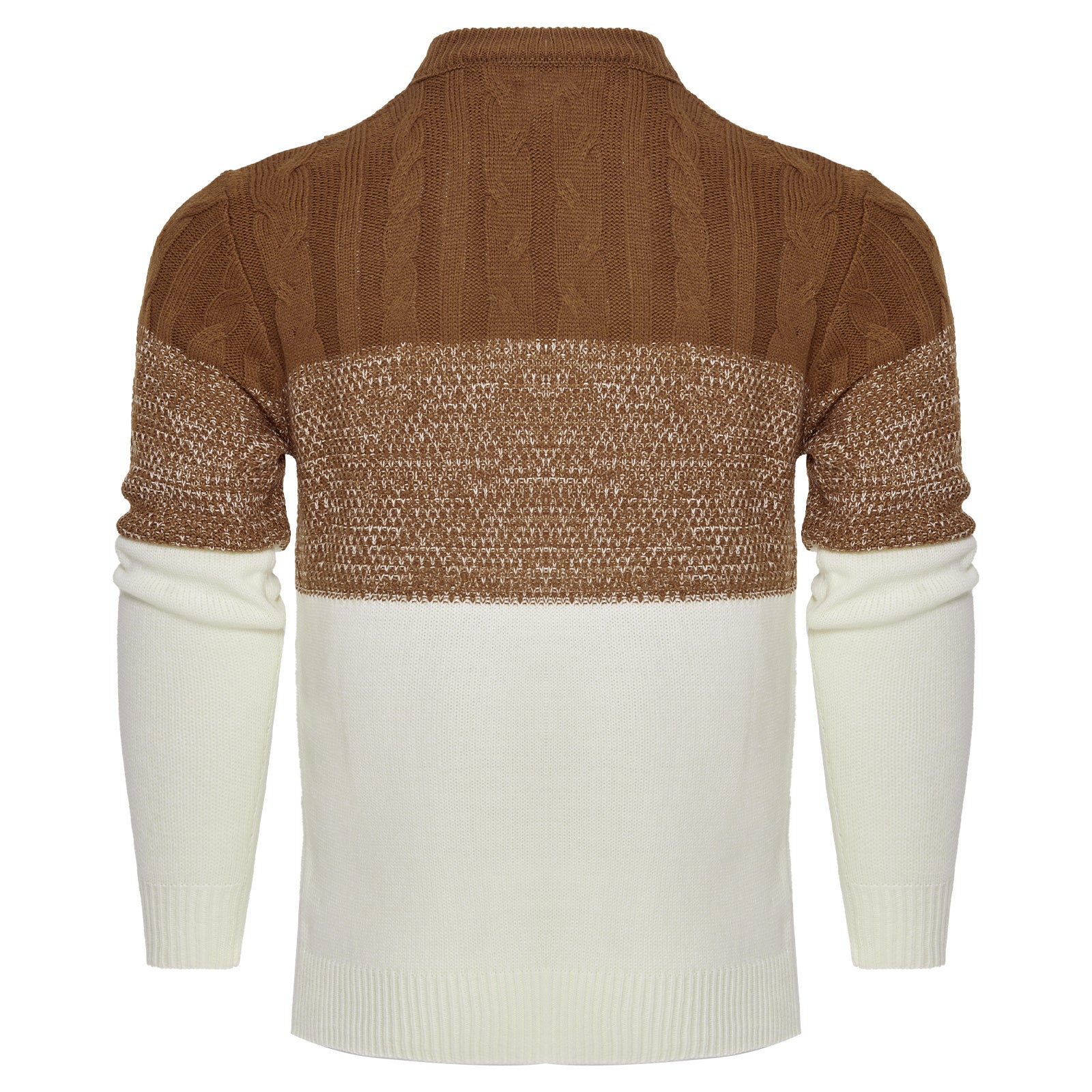 Men's Casual Color Block Long Sleeve Cable Knit Sweater