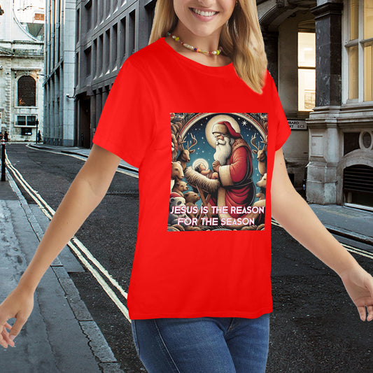 Women's Jesus is the Reason for the Season Graphic T-shirt（Made in USA）