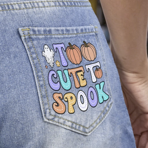Too Cute to Spook Ghost Light Blue Denim Shorts with Dual Pockets Design