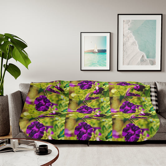 Warm Purple Flowers Sherpa Blanket