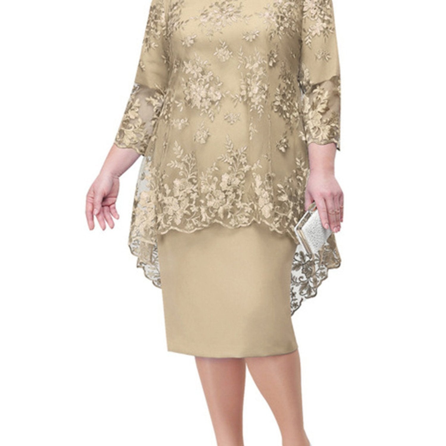 Women's Elegant Lace Two-Piece Evening Dress