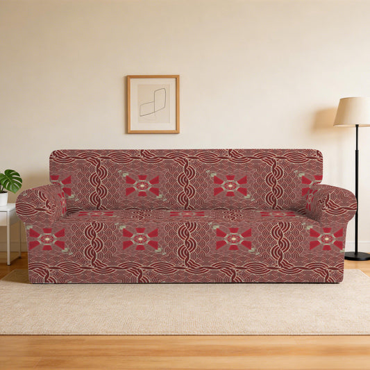 Maroon with Gold Chains 3-Seater Sofa Cover | Ships from USA