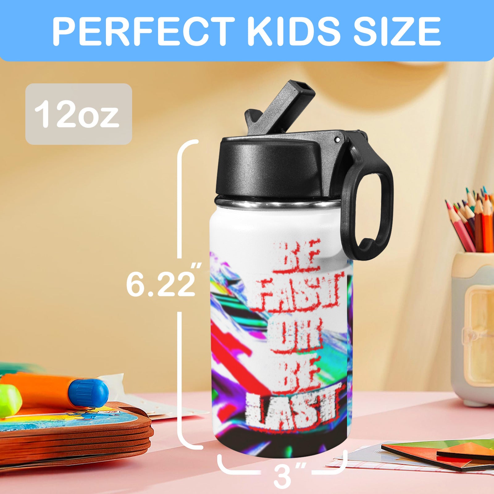 Be Fast Or Be Last Sports Car 12oz Kids Insulated Water Bottle