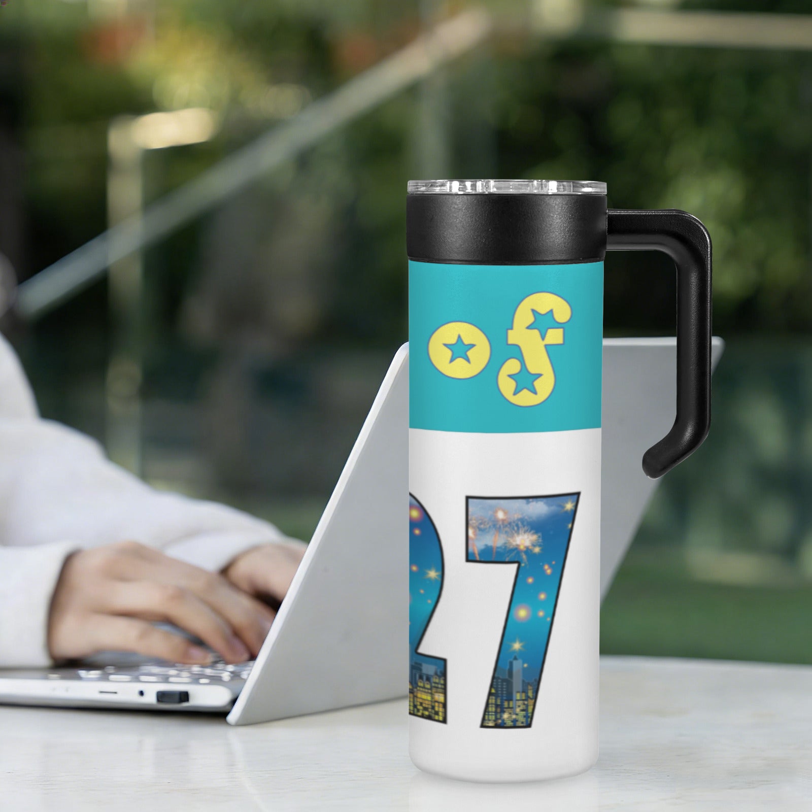 Class of 2027 600ml Insulated Water Bottle with Screw On Handle