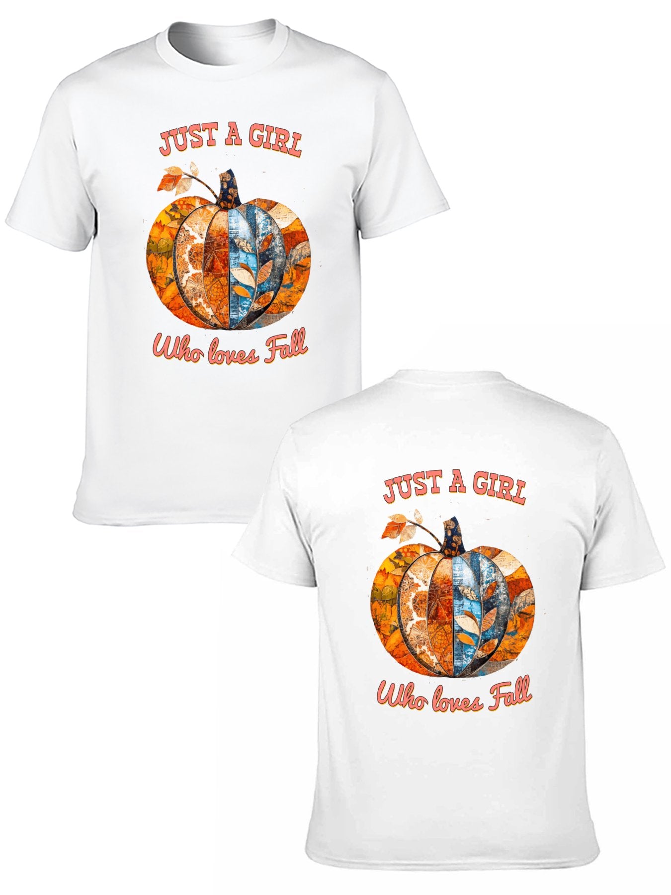 Just a Girl Who Loves Fall Pumpkins Short Sleeve T-Shirt (Double-sided Printing)