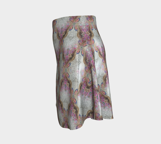 Pink Pattern Glitter Flared Skirt