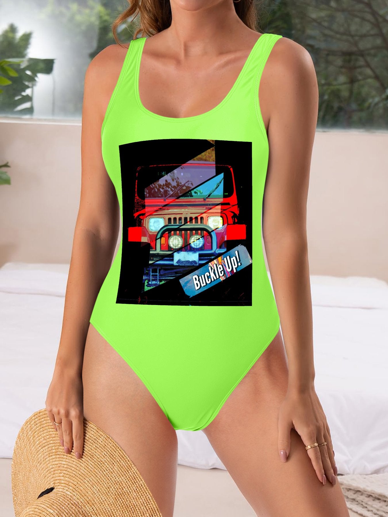 Buckle Up! 4-wheel Drive Athletic Strap One-Piece Swimsuit for Women