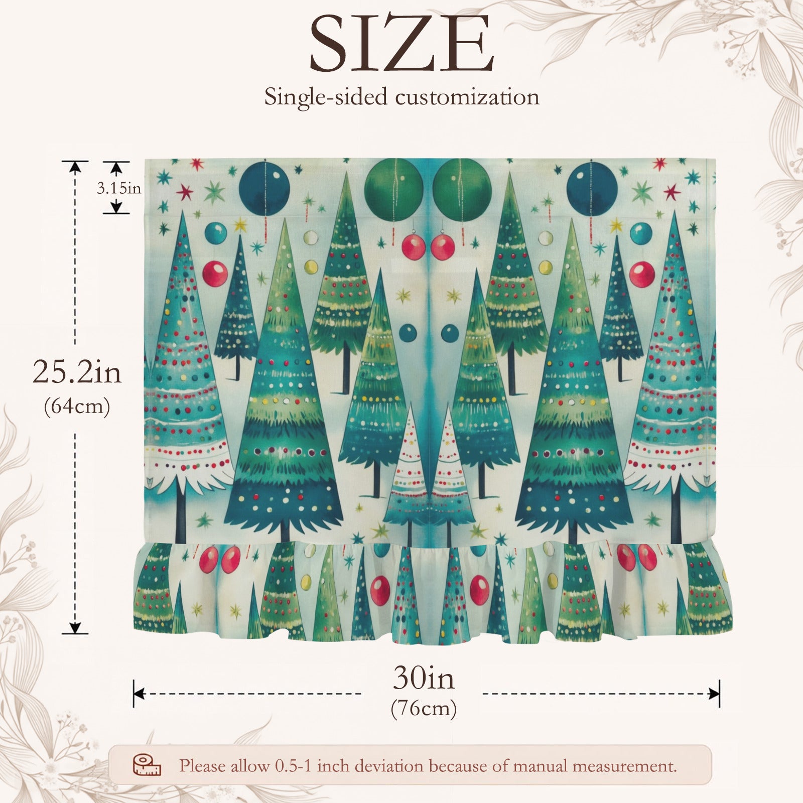 Vintage Christmas Tree Design Oven Curtain
