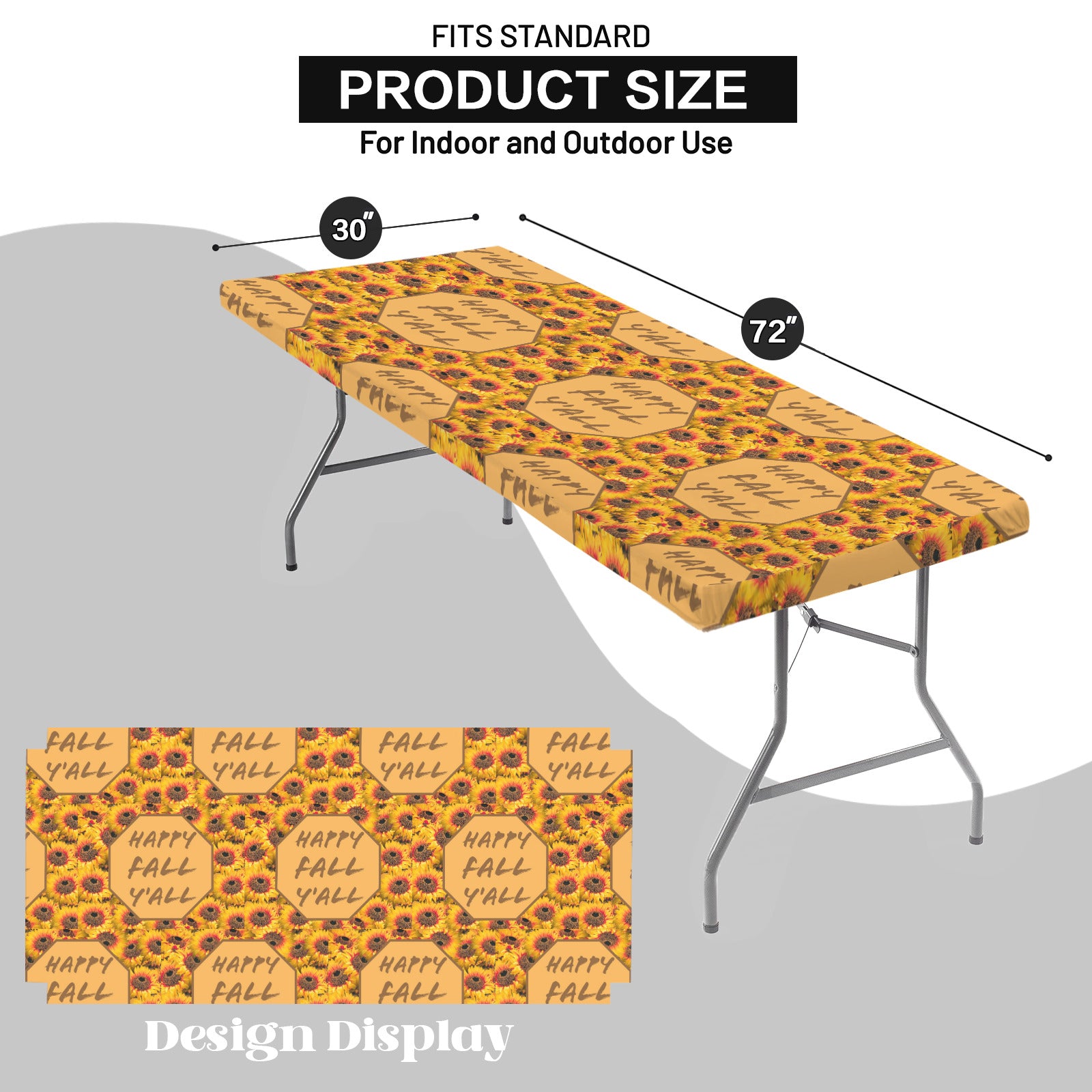 Happy Fall Sunflowers Thanksgiving Elastic Table Cover - 72