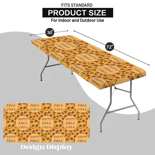 Happy Fall Sunflowers Thanksgiving Elastic Table Cover - 72" x 30" (Made in USA)