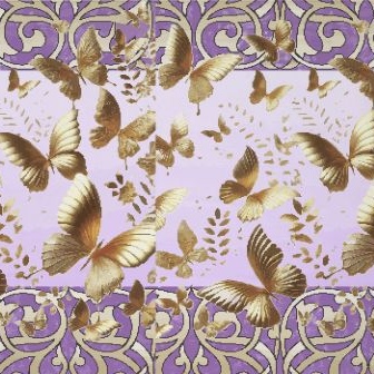 Golden Butterflies on Lavender Pashmina Scarf