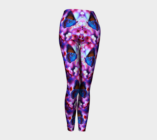 Women's Butterfly and Pink Flowers Leggings