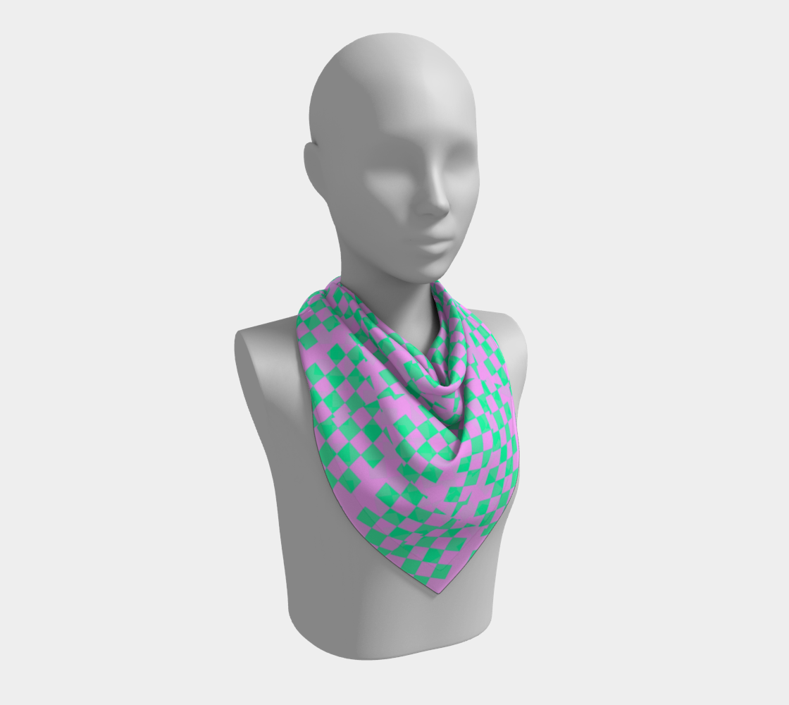Purple and Pastel Green Checkered Square Scarf