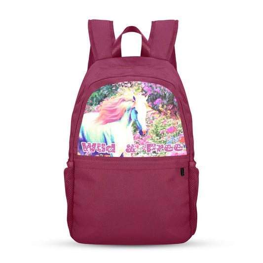 White Horse with Floral Background Casual Backpack (Upper Part Printing) (Model 1753)