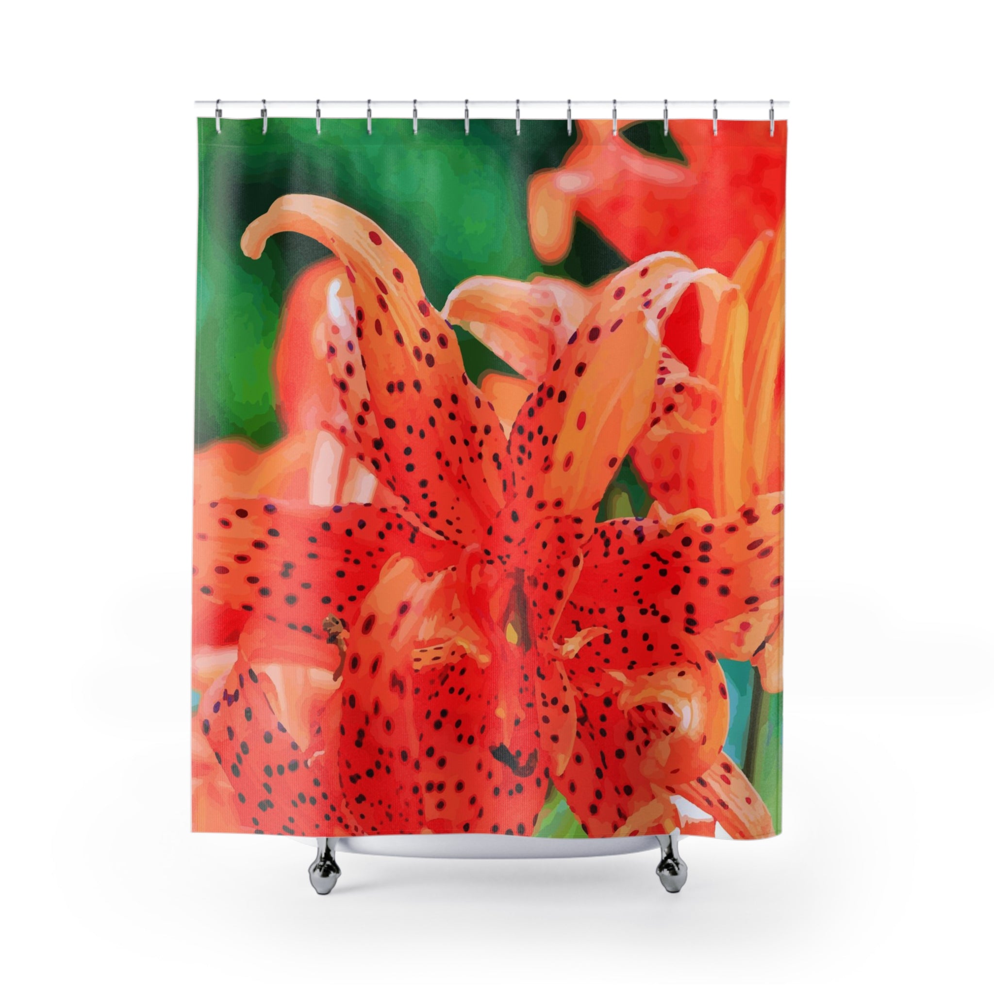 Orange Tiger Lily Shower Curtain