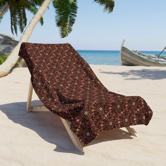 Brown and Beige Star Pattern Beach Towel