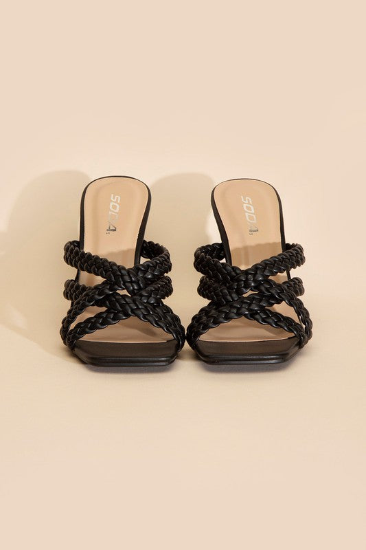 KELLAN-S Double Cross Braided Heel Sandals