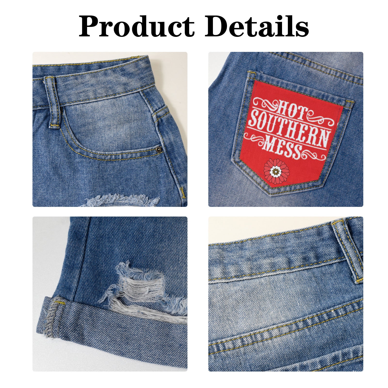 Hot Southern Mess Light Blue Denim Shorts with Dual Pockets Design