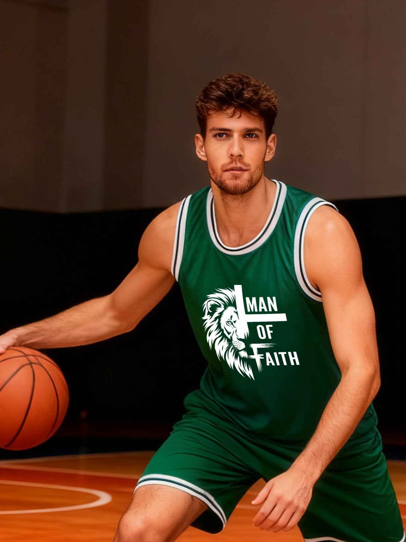Man of Faith Adult Green Basketball Jersey | Ships From USA