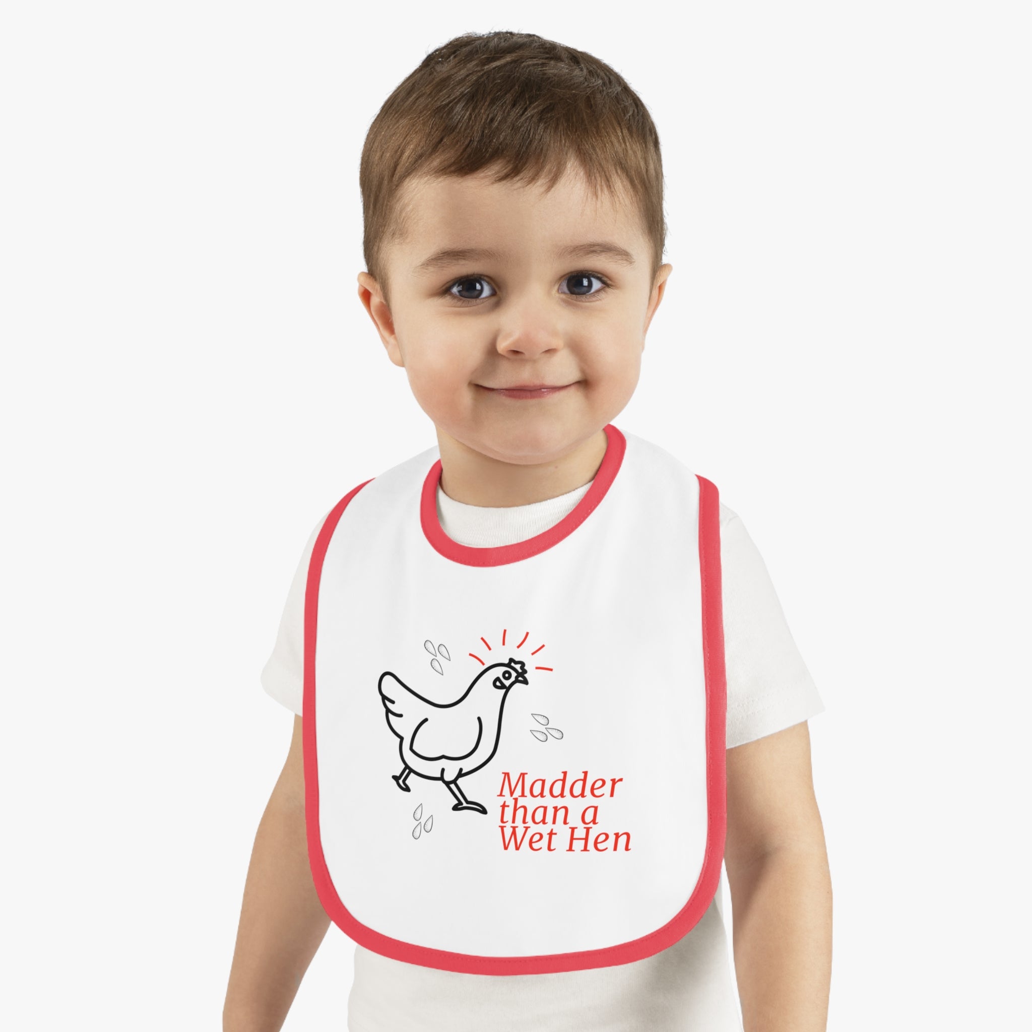 Madder Than a Wet Hen Contrast Trim Jersey Baby Bib