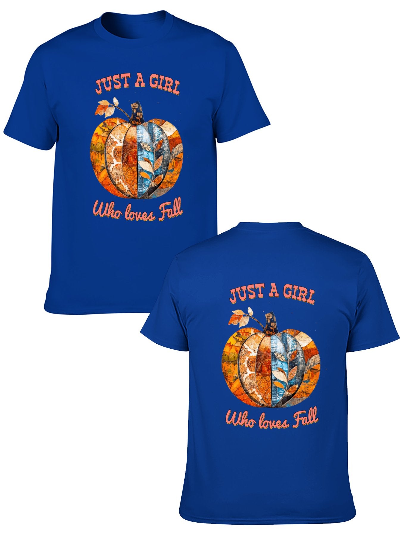 Just a Girl Who Loves Fall Pumpkins Short Sleeve T-Shirt (Double-sided Printing)