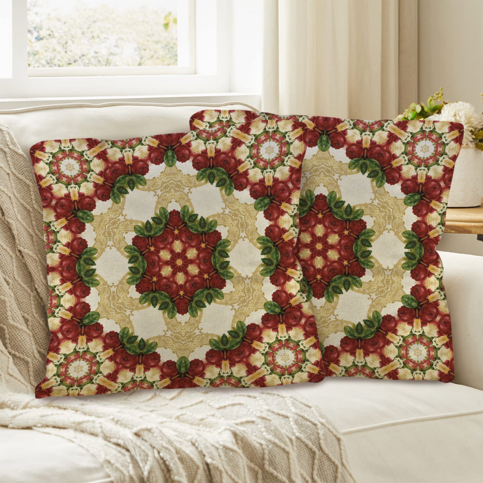 Christmas Flower Pillow Cases Throw Pillow Covers 18 x 18 inch