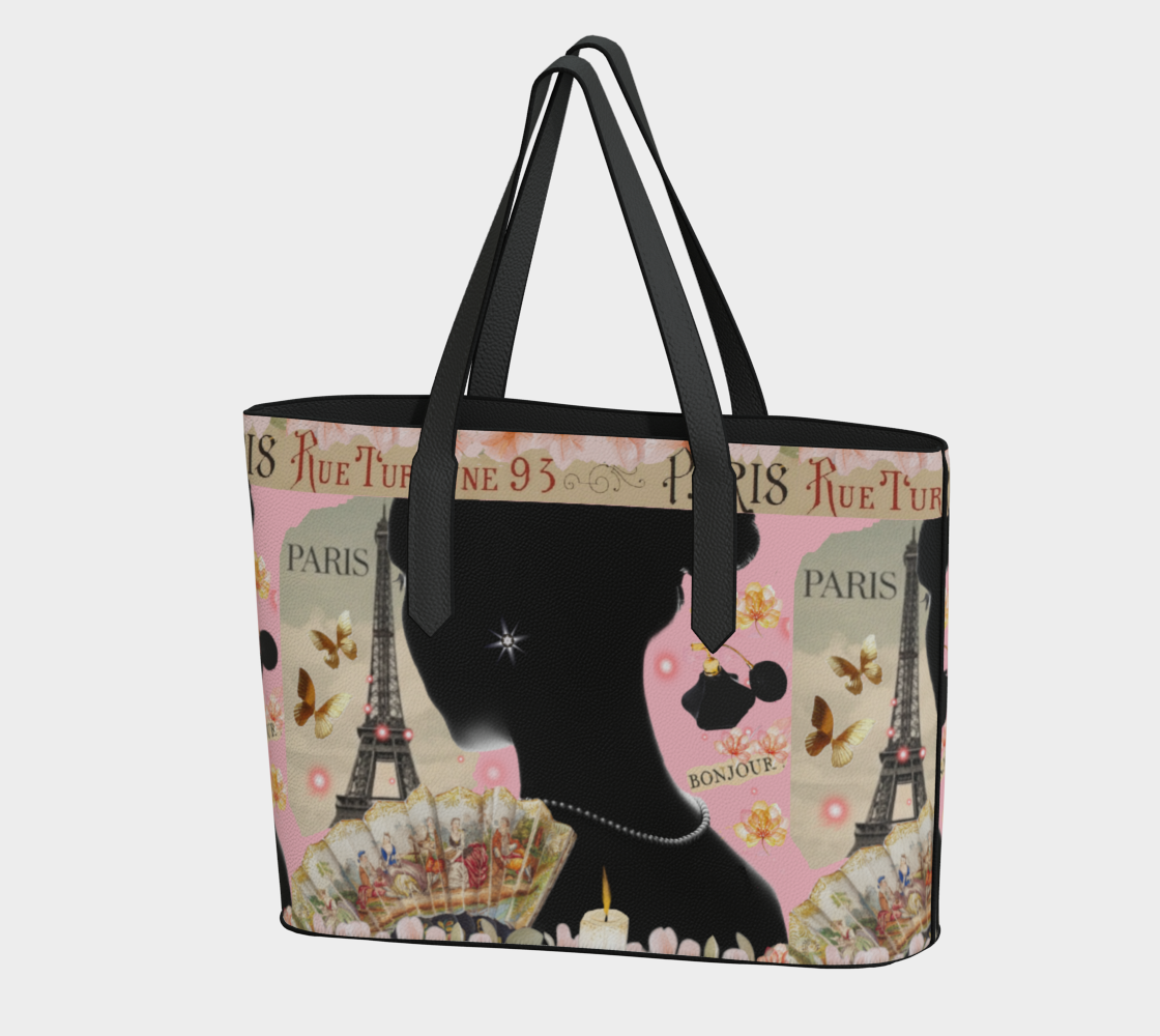 Eiffel Tower Fashion Design Vegan Leather Tote Bag