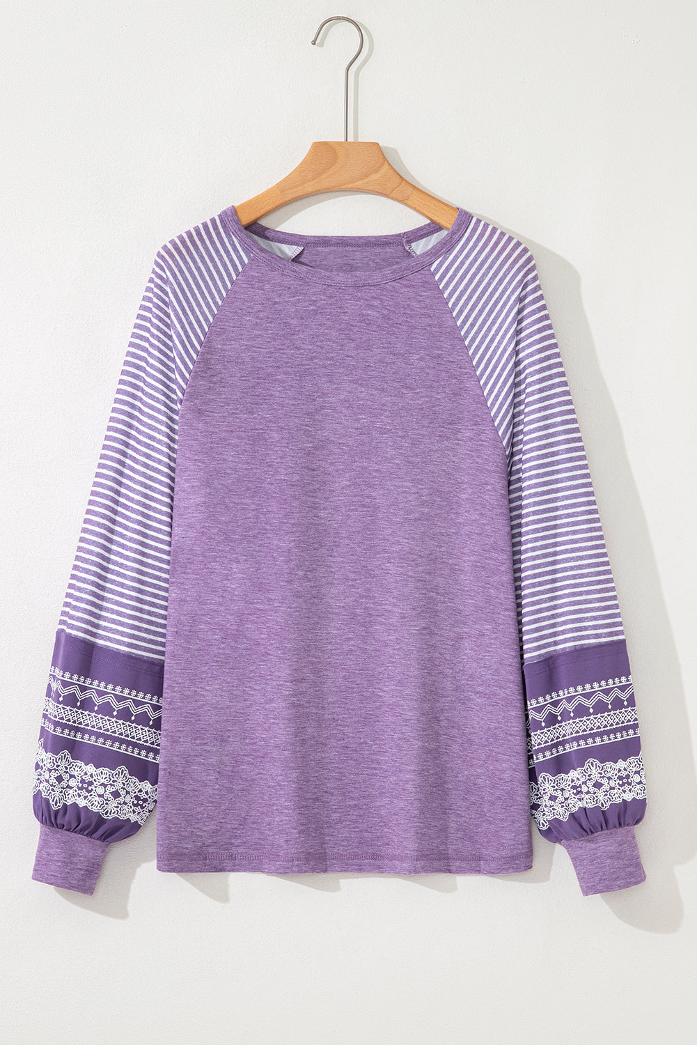 Women's Stripe Patchwork Raglan Long Sleeve Top