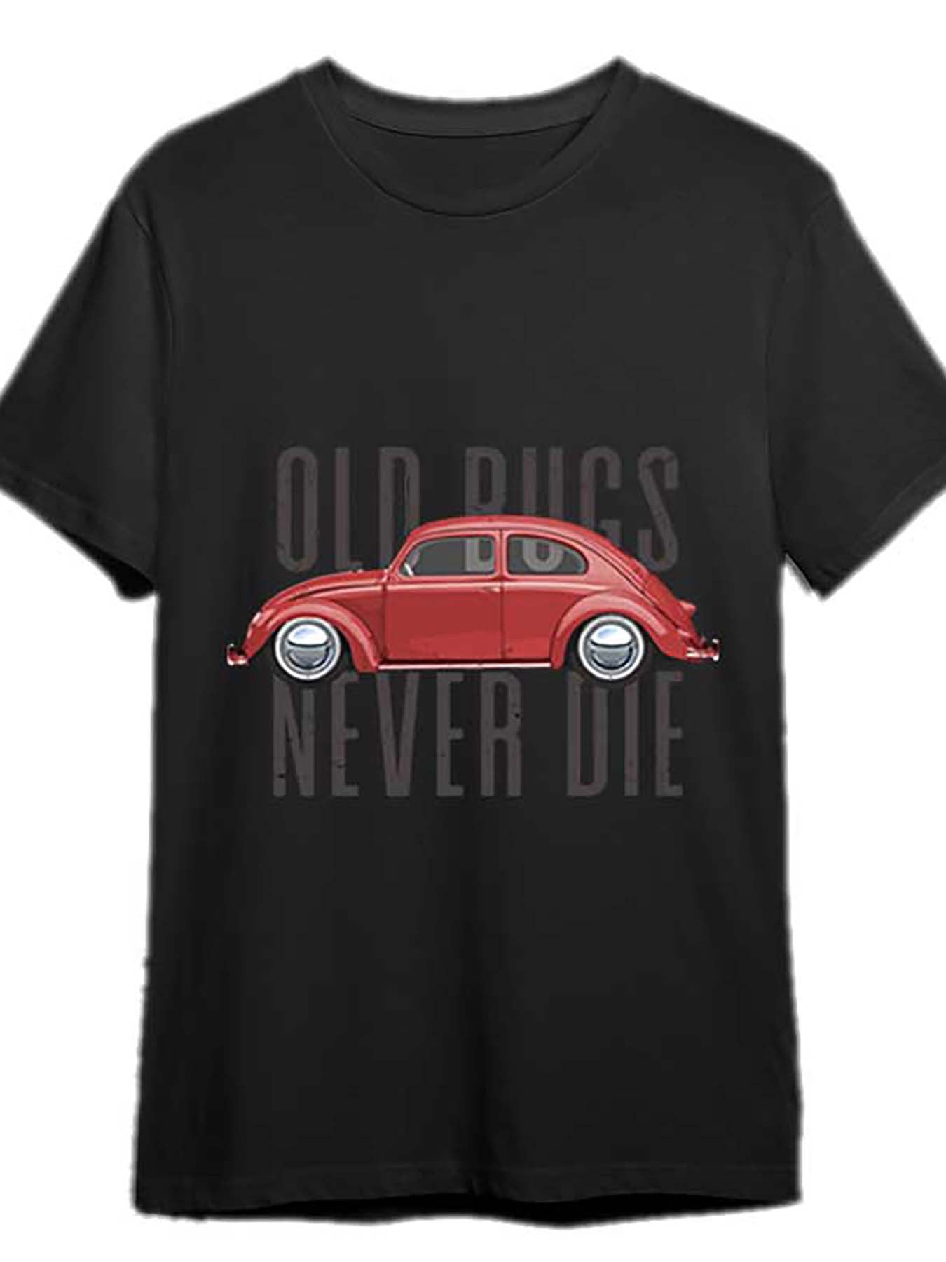 Men's Classic Bugs Never Dies Beetle Funny Short Sleeve Graphic T-shirt