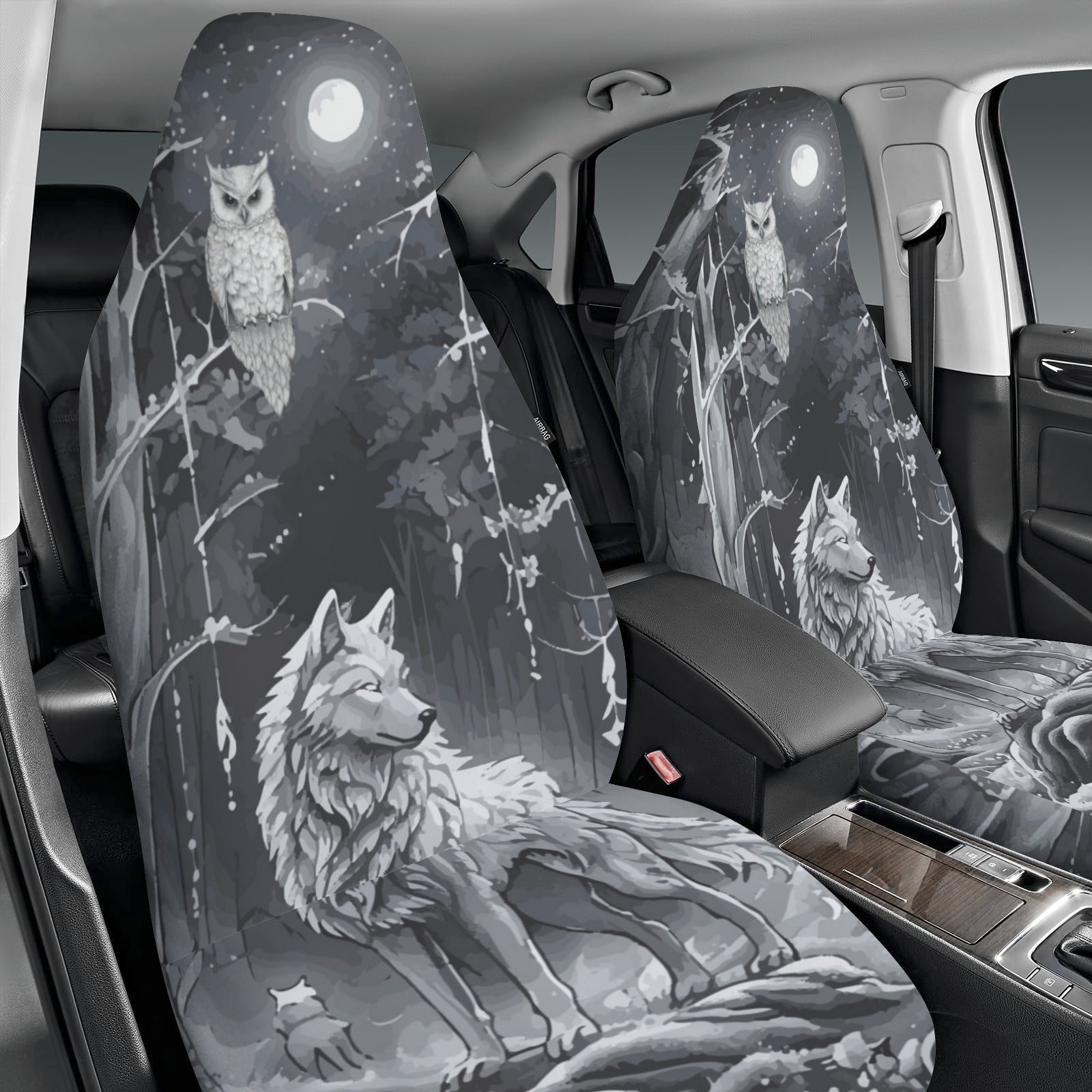 Wolf in Moonlit Forest Car Seat Covers (Set of 2) | Ships from USA