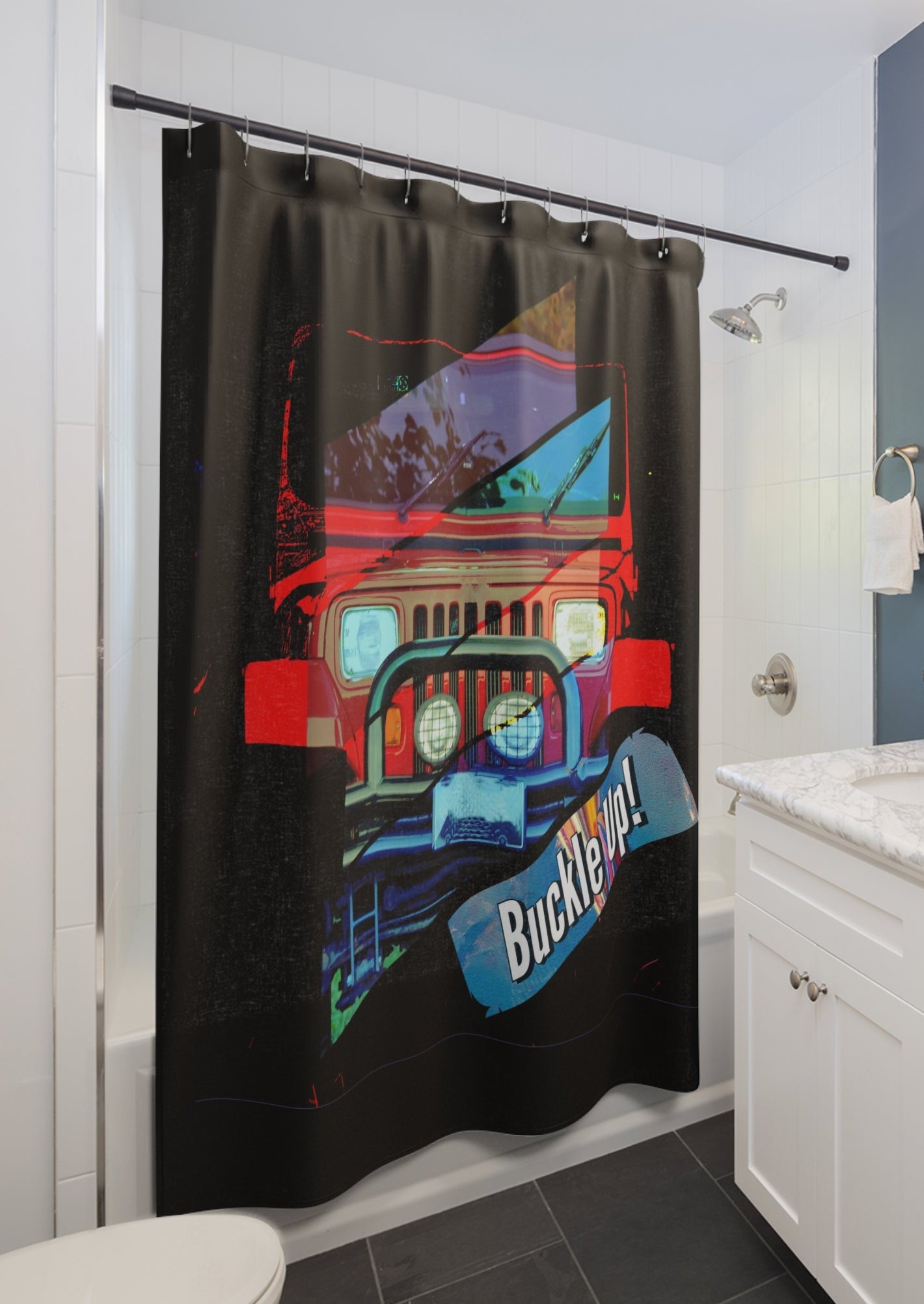 Buckle Up!  4 x 4 SUV Shower Curtains - Shell Design Boutique