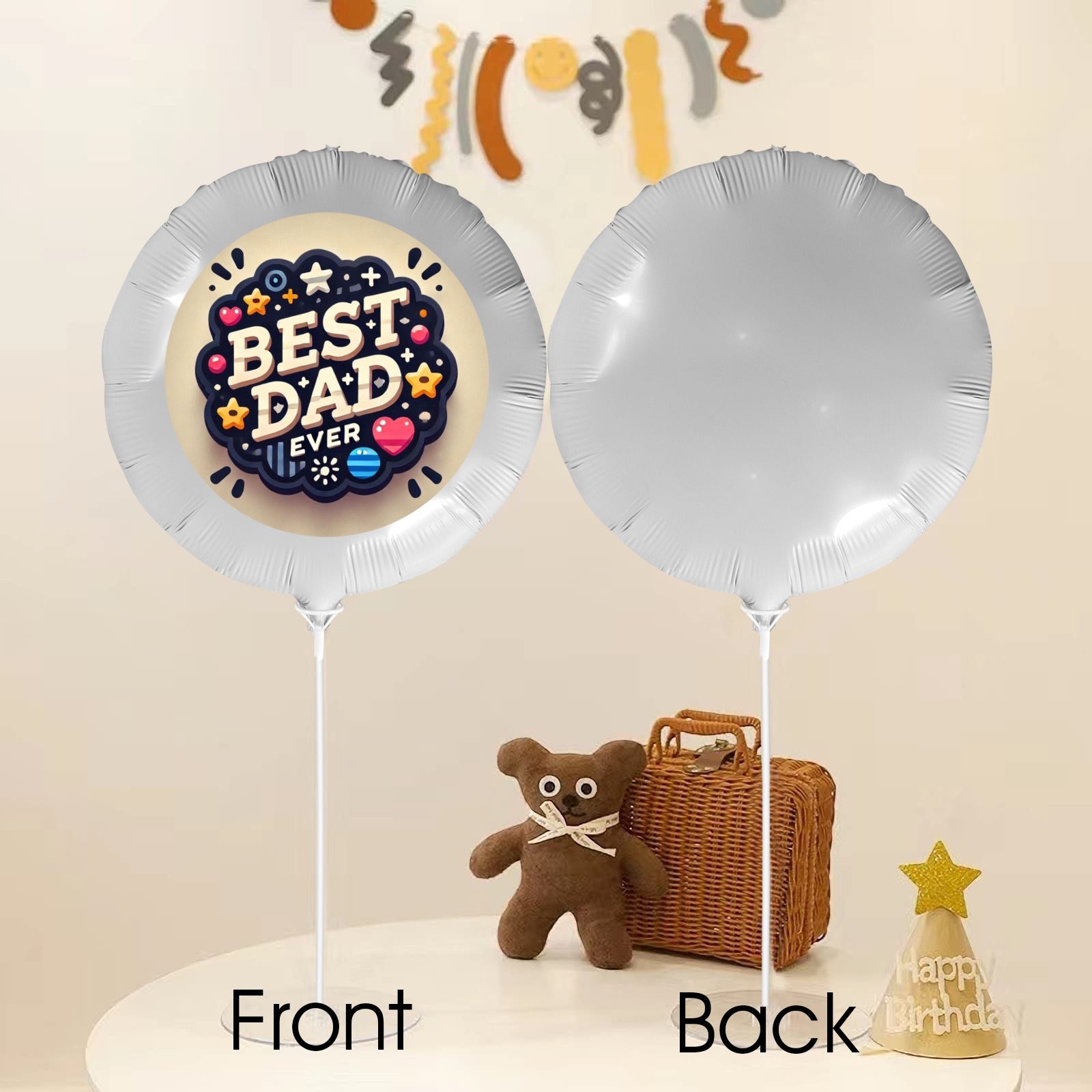 Best Dad Ever Circle 18-inch Custom Aluminum Foil Balloons - Pack of 3 (Made in USA)