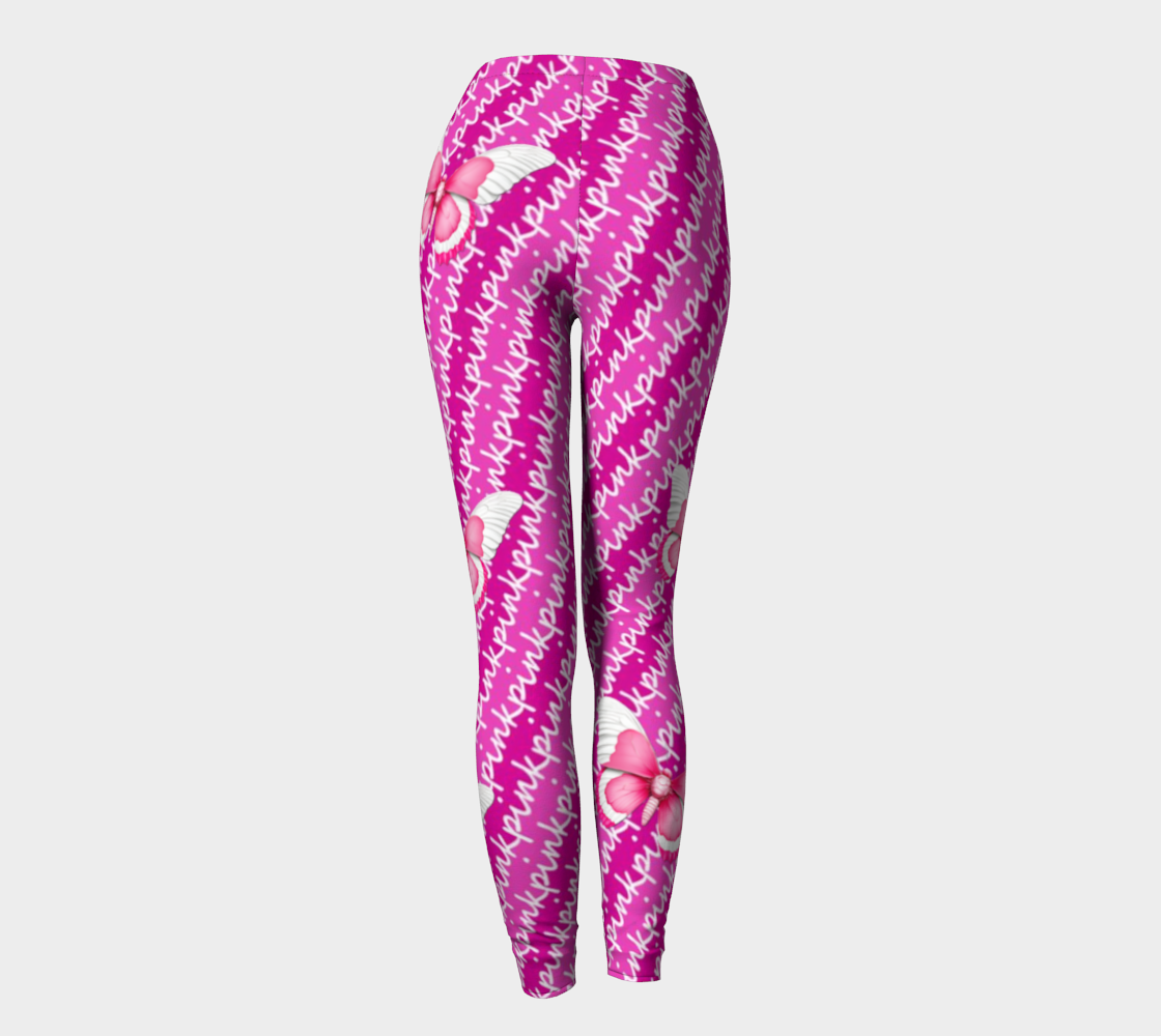 Pink Text and Butterflies Long Leggings