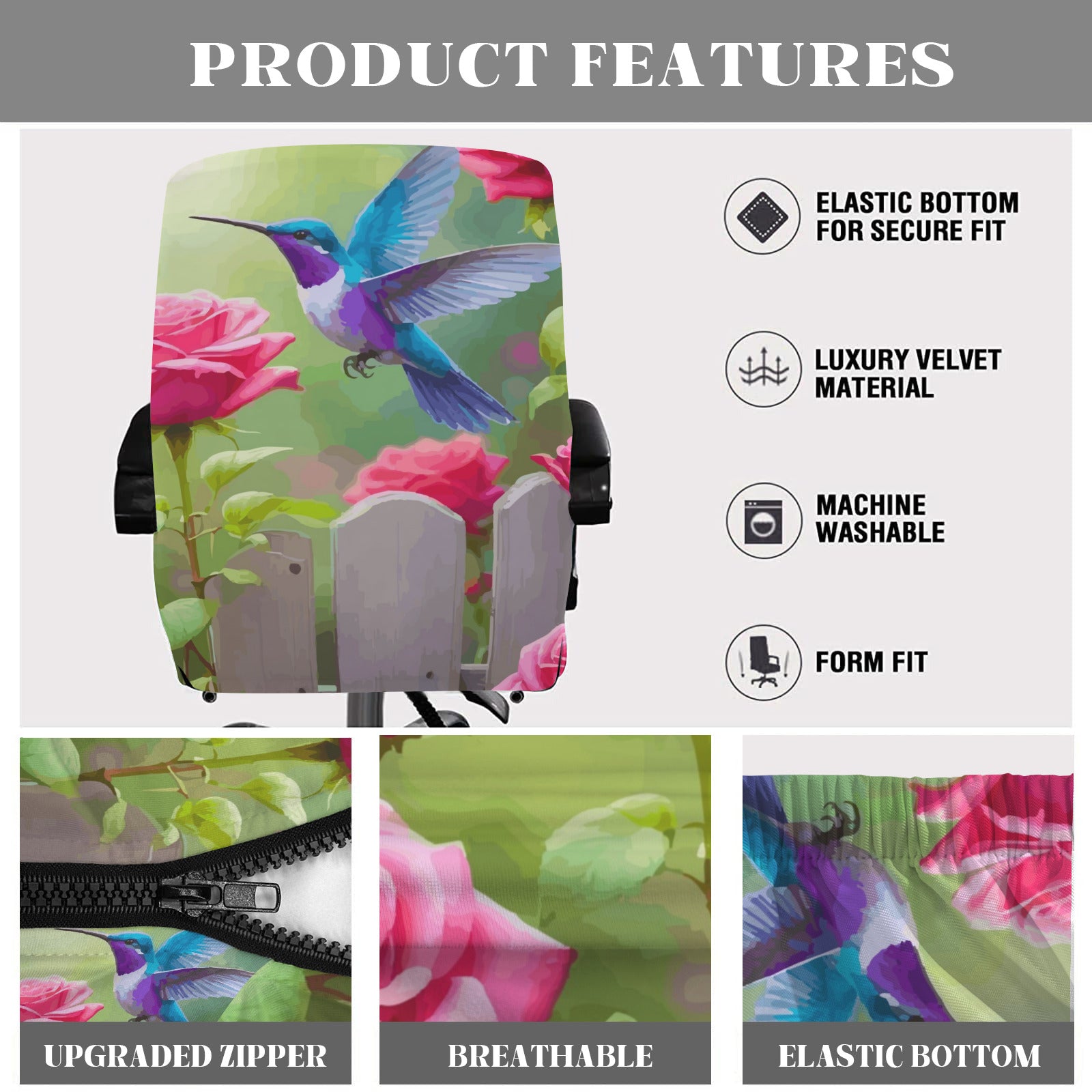 Hummingbird Garden Office Chair Cover  | Ships from USA