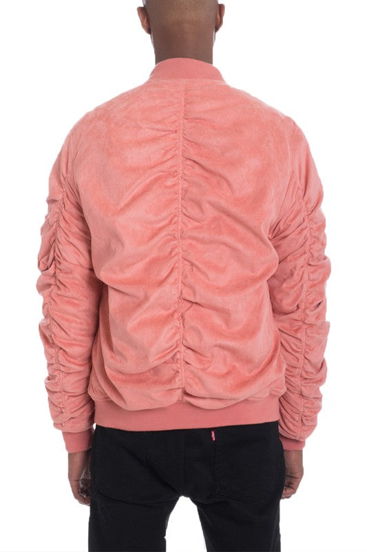 Men's Microsuede Scrunched Bomber Jacket