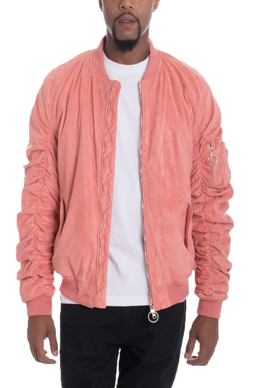 Men's Microsuede Scrunched Bomber Jacket