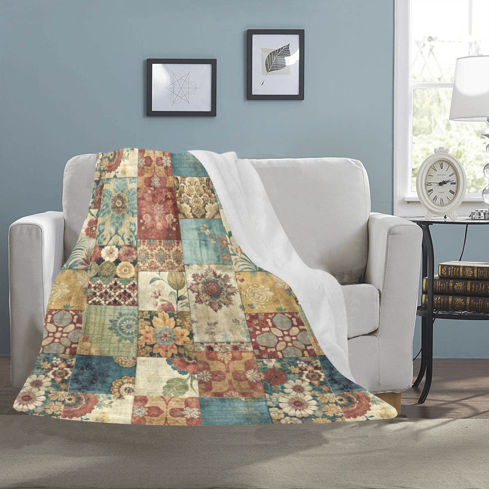 Patchwork Quilt Ultra-Soft Micro Fleece Blanket (Made in USA)