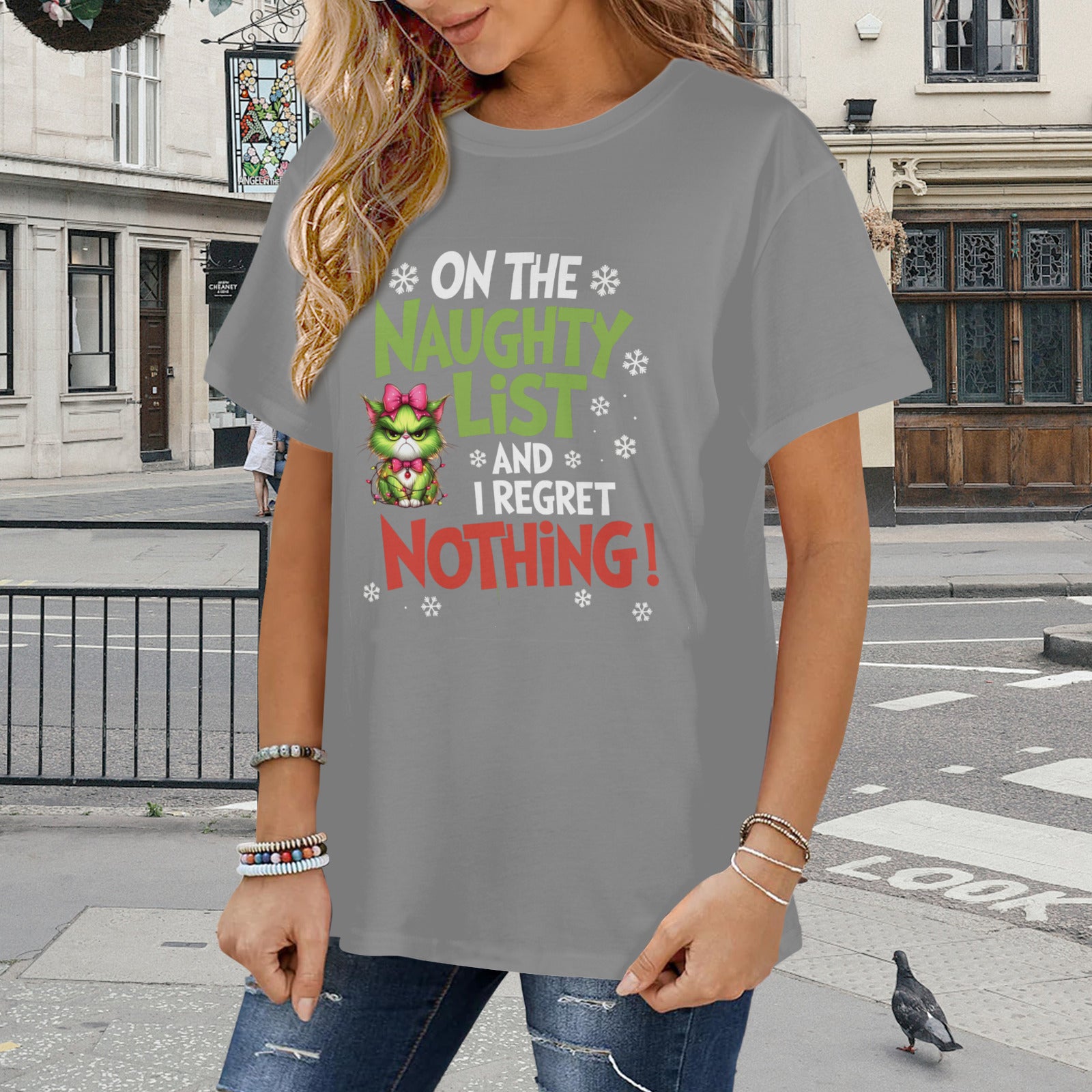 On The Naughty List Classic Grey Women's T-Shirt (Made in USA)
