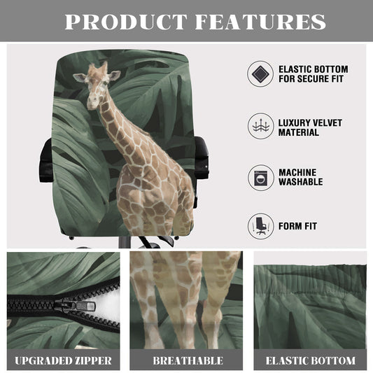 Tall Giraffe with Greenery Office Chair Cover (Made in USA)