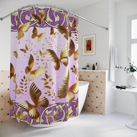 Golden Butterflies Flying Away Shower Curtain