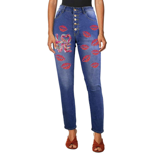 Lips_hearts Women's Jeans (Front Printing) (Model L75)