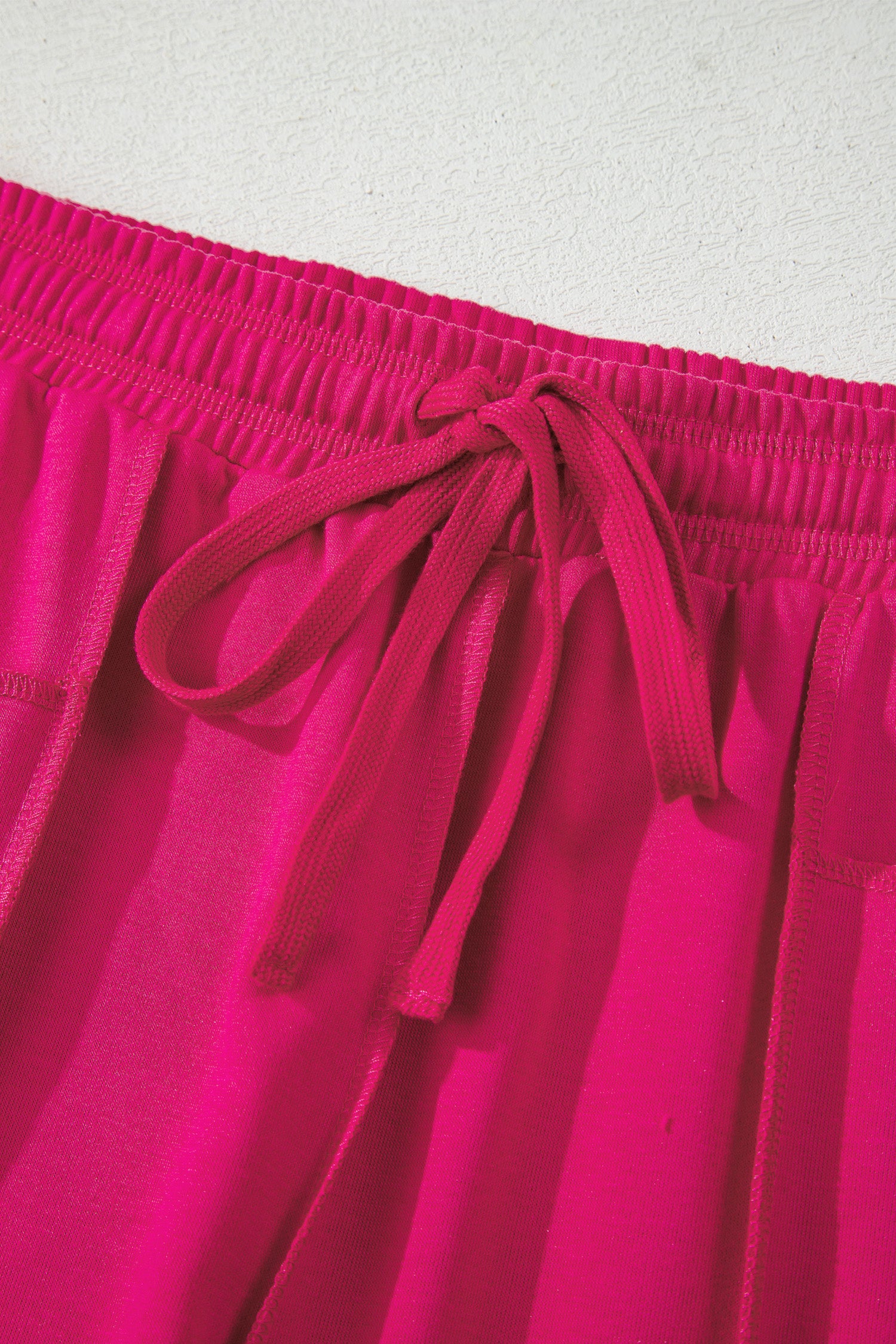Rose Red Drop Shoulder Boxy Tee and Barrel Pants Set