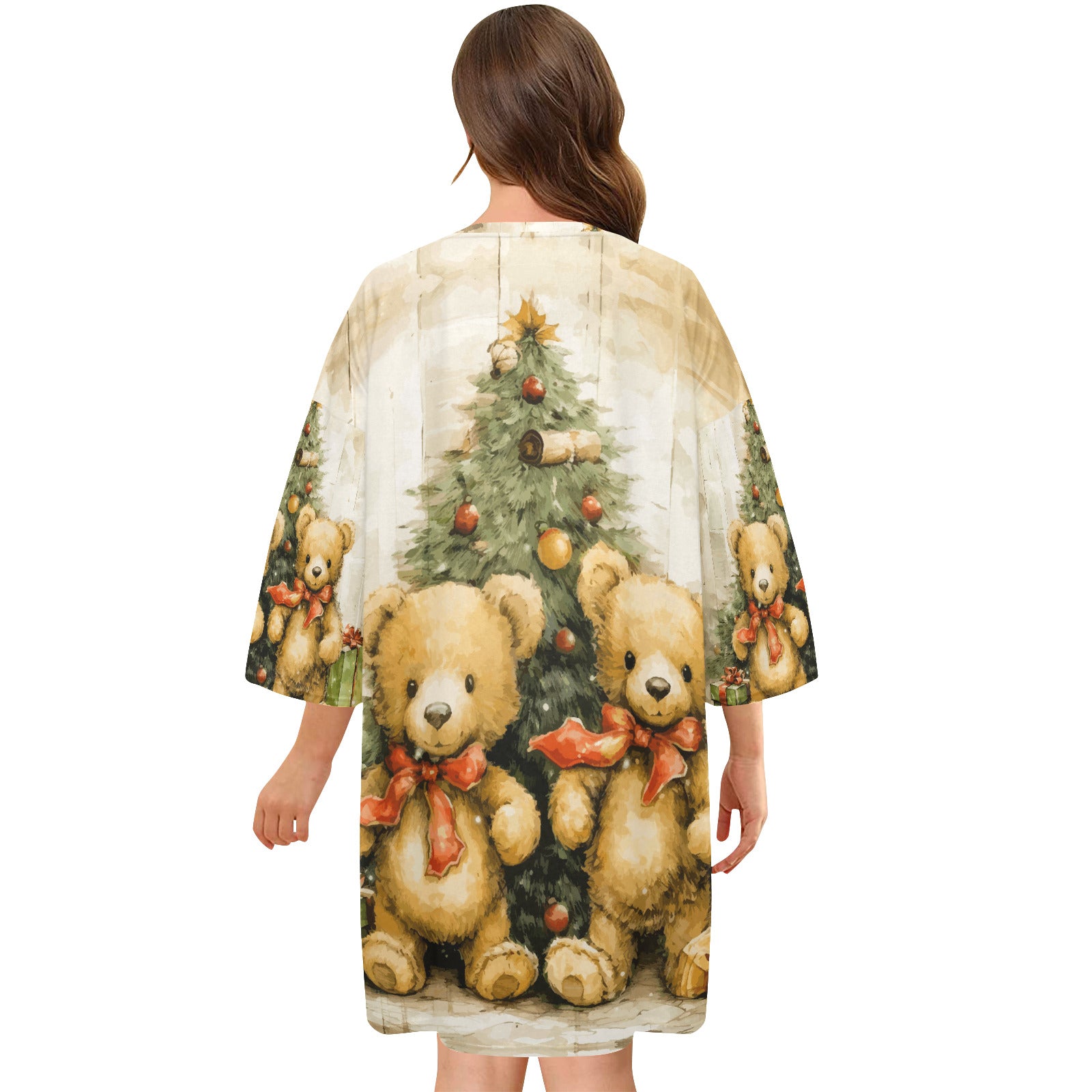 Women's Christmas Teddy Bears Oversized Sleep Shirt