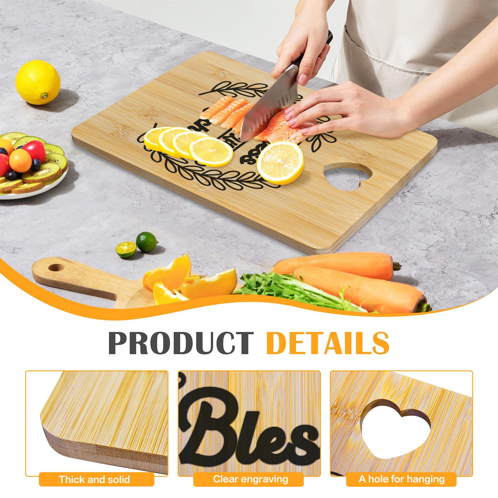 Bless This Little Kitchen Custom Rectangle Bamboo Cutting Board (One Side Printing) | Ships from USA