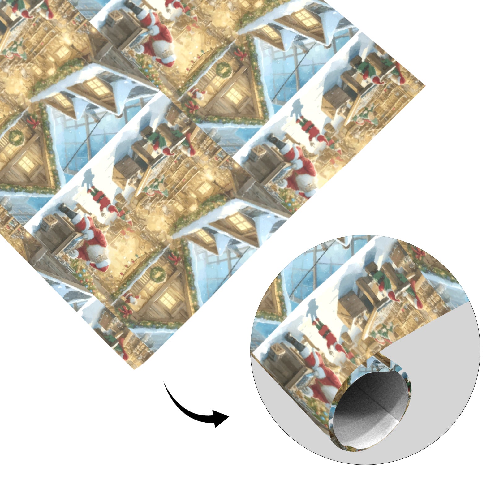 Santa's Workshop Coated Gift Wrapping Paper (Made in USA)