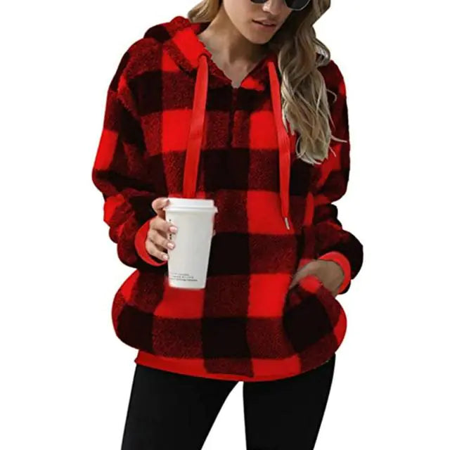 Cozy Women's Plush Hoodie with Drawstring