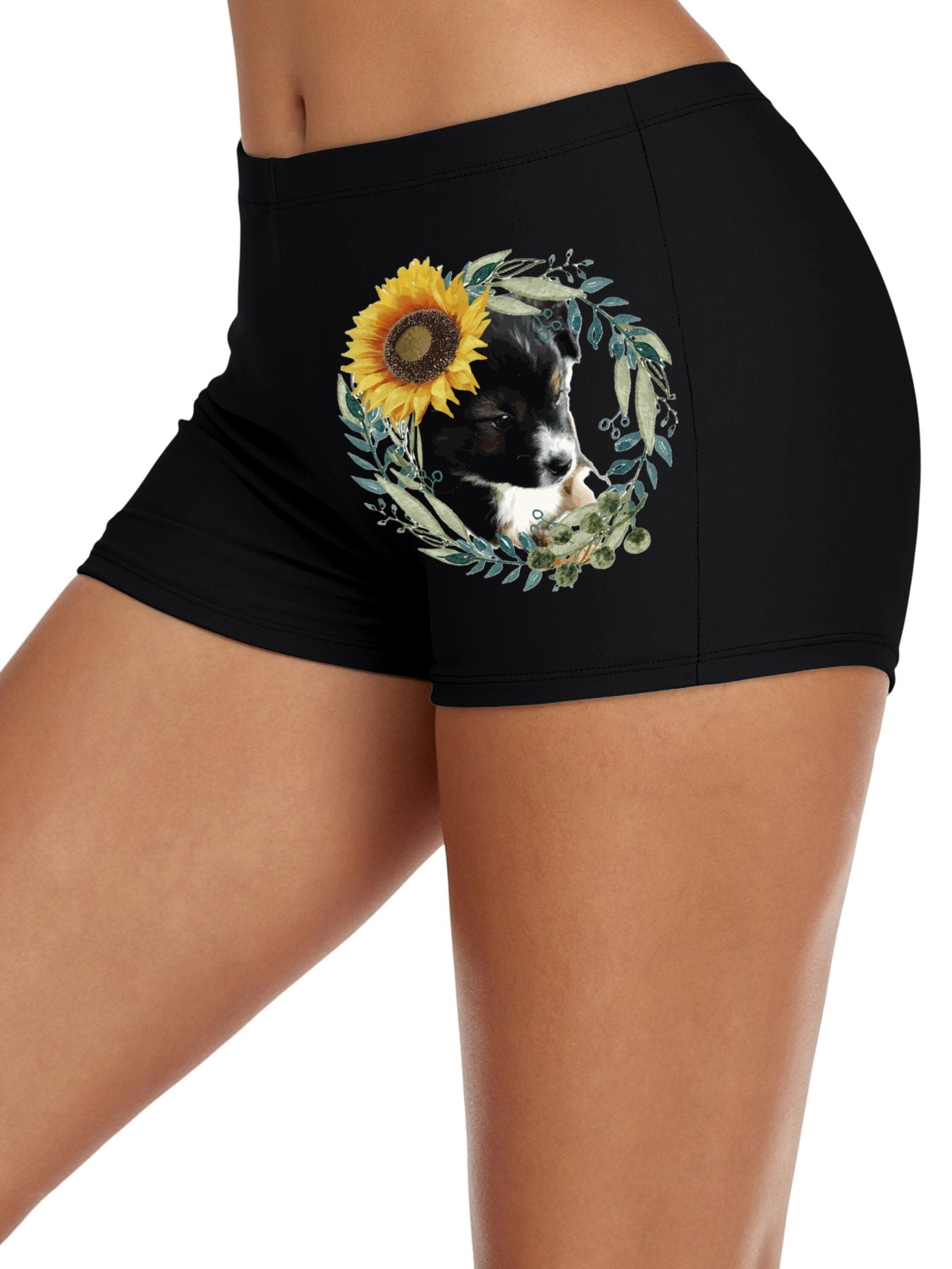 Cute Black Puppy Boxer Brief Boyshorts for Women (Made in USA)